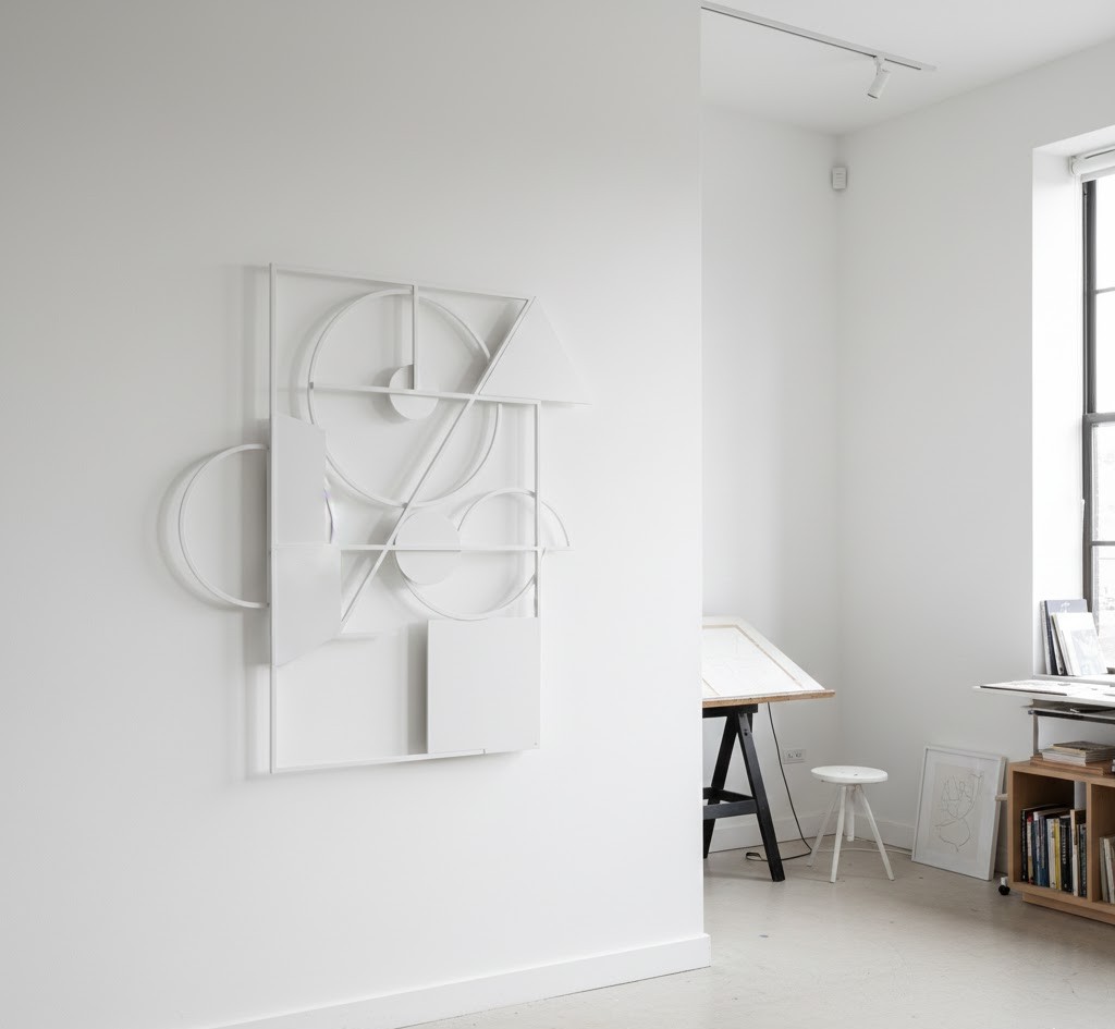 Sculptural wall piece in compact studio