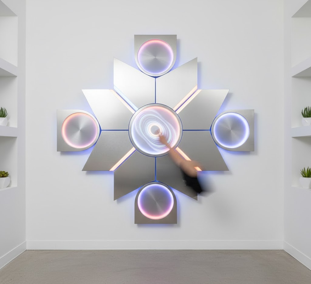 Interactive wall-mounted art piece